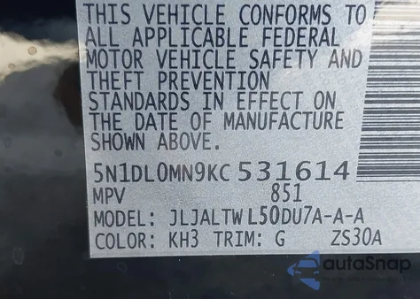 2019 Infiniti Qx60 Luxe z USA, uszkodzony, nr VIN 5N1DL0MN9KC531614